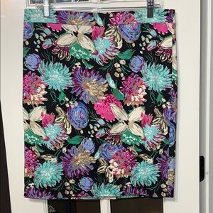 J CREW Black Floral Pencil Skirt NWT Size 10